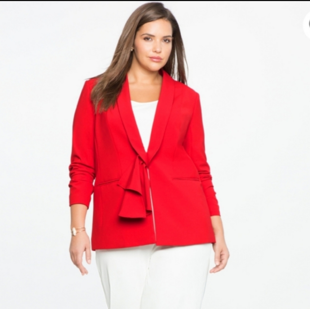 Eloquii Red Blazer with Unique Closure